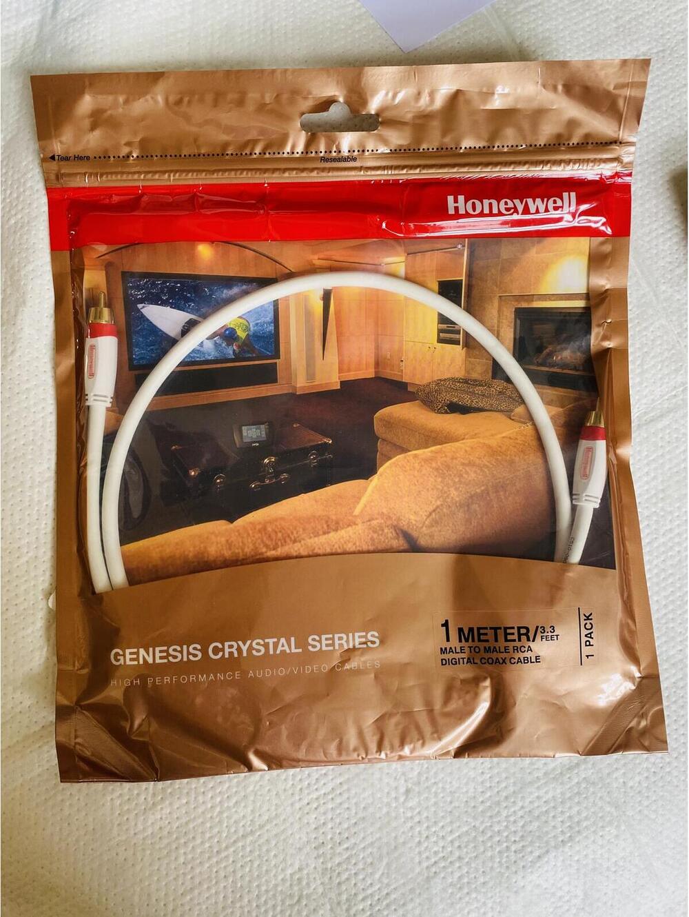 Honeywell Genesis Crystal Series 1 Meter Male to Male RCA Digital Coax Cable